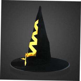 Ribbon Halloween Adult Velvet Golden Witch Hat