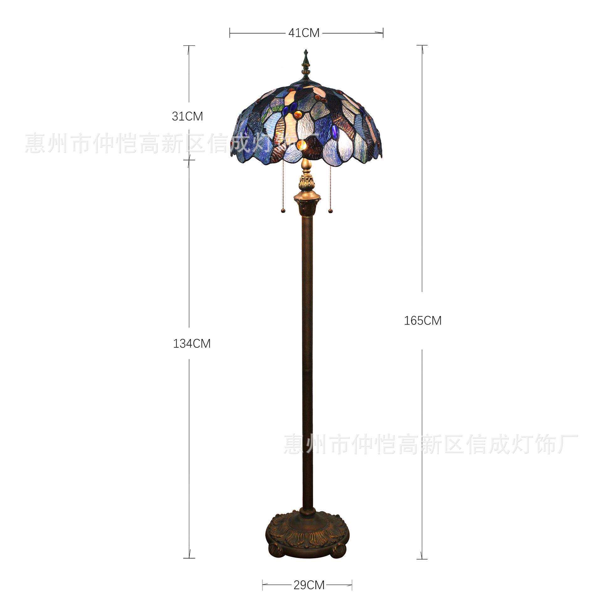 蒂凡尼手工落地灯星空深蓝水纹玻璃餐厅卧室别墅高档酒吧立式地灯