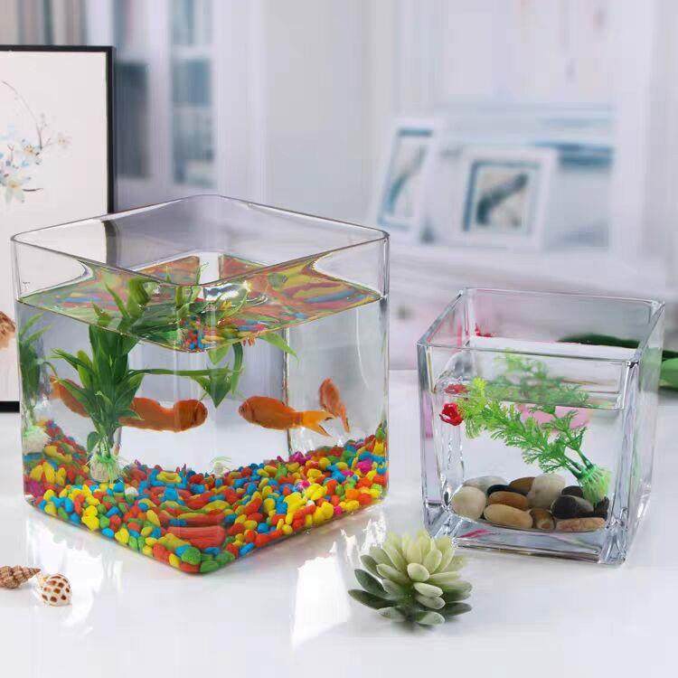 鱼缸正方形玻璃透明加厚斗鱼缸金鱼缸创意小型水培办公室客厅桌面,宠物/宠物食品及用品,桌面缸,淘宝优惠券,粉丝福利购,淘宝优惠卷