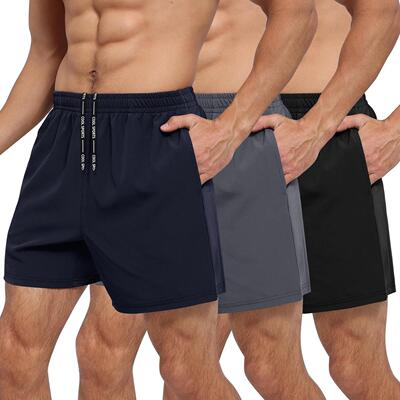 Men's sports shorts with side pockets, invisible zipper,
