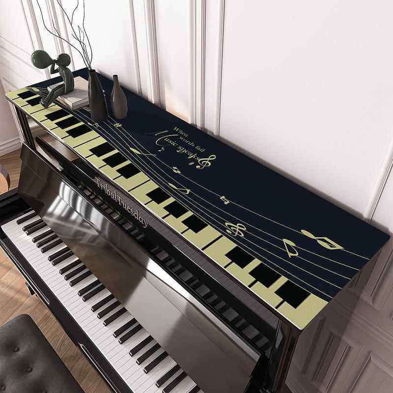 轻奢皮革钢琴盖布简约琴顶防尘罩防水防油免洗桌垫保护罩可