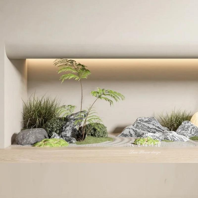 仿真绿植造景室内橱窗装饰摆件意境植物橱窗花槽景观布置家居苔藓