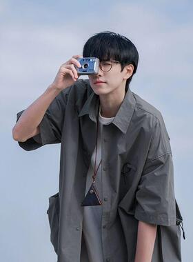 Cargo Shirt 工装短袖衬衫男士夏季日系复古宽松休闲美式痞帅外套