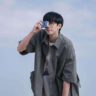 Cargo Shirt 工装短袖衬衫男士夏季日系复古宽松休闲美式痞帅外套