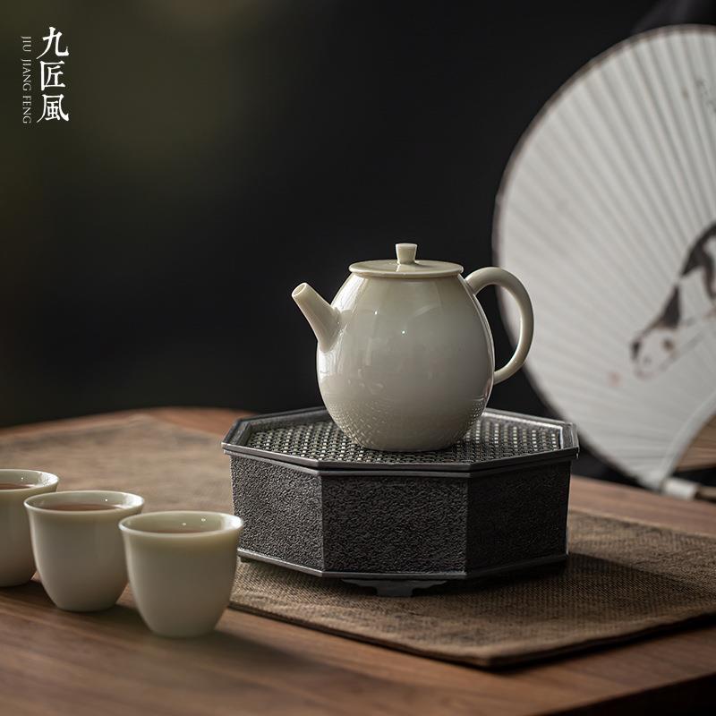 日式小茶壶复古泡器过滤创意约手工陶瓷茶孔茶具简草木灰草木灰手