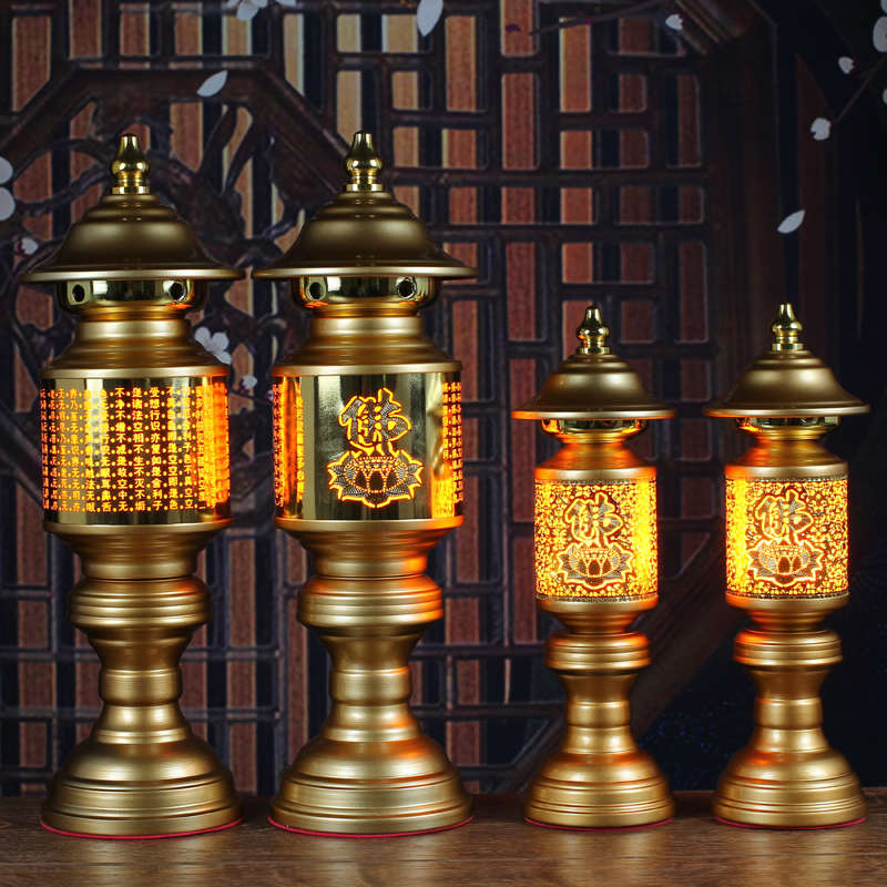 led莲花灯佛供灯佛前长明神灯佛台观音菩萨供奉佛堂家用插电一对