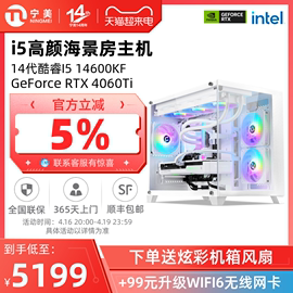 宁美国度13代i513400f13600kf升14600kfrtx4060ti4070s海景房，高配ai组装台式电脑整机吃鸡游戏主机全套