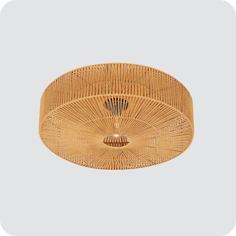 跨境简约led单头室内吸顶灯茶室书房餐厅中山灯具藤制藤编