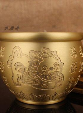 全黄铜百福貔貅米缸纯黄铜米缸招财百福缸聚财聚宝盆存钱罐烟灰缸