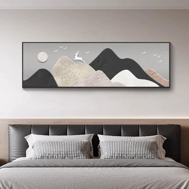 日照金山卧室床头装饰画现代简约高级感客厅挂画铝合金框壁画