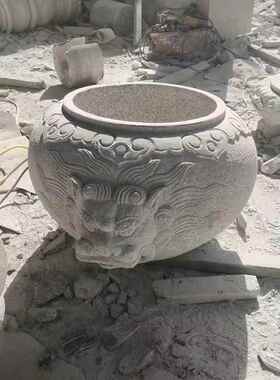 厂家20181211直销仿古石雕花盆鱼缸小区庭花岗岩花钵摆件中院园式