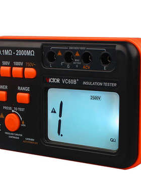 胜利VC60B+高精度数字兆欧表500兆欧高压绝缘电阻接地测试仪摇表