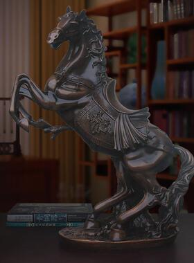 马到成功仿檀木树脂工艺品摆设客厅办公室装饰品乔迁开业礼品招财