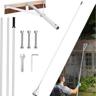 供应可拆卸铝杆木制刷头屋顶落叶刷屋顶清扫工具耙子