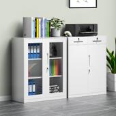 档白色办公铁皮文LUD件柜办公室矮柜料柜拆装 窄薄边资储凭物柜证