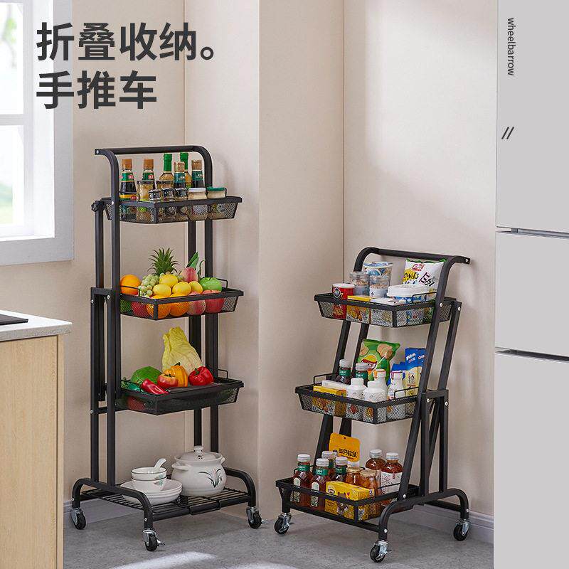 伸展推车收纳架带轮移动小推车宿舍落地卧室零食多层床头置物架子