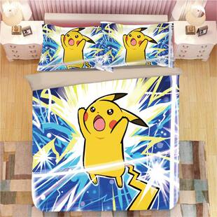高档被罩卡丘床上套四件套比卡丘被被宝可皮梦子床单三件套学生4