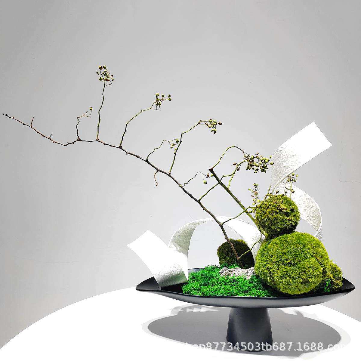 新中式永生苔藓仿真花艺组合茶室茶几桌面售楼处吧台绿植盆景摆件