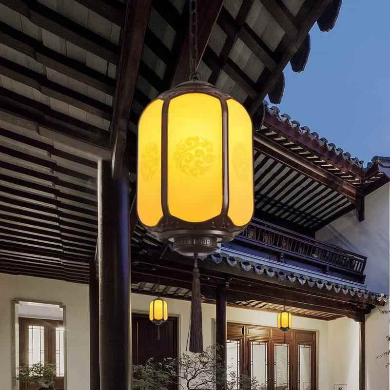 室户外新中式凉亭灯祥云六角亭子庭别墅大门吊灯防水外挂走廊院阳