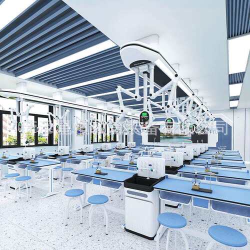 中小学生新型化学通风吊装实验室操作台学生准备实验桌铝塑实验台