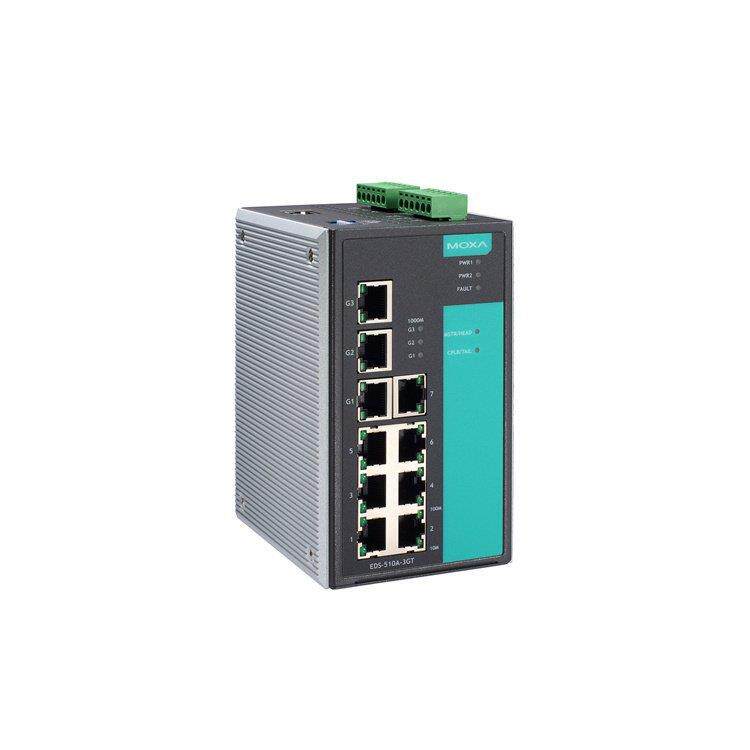 MOXA 7+3G 端口千兆网管型工业以太网交换机EDS-510A-3GT