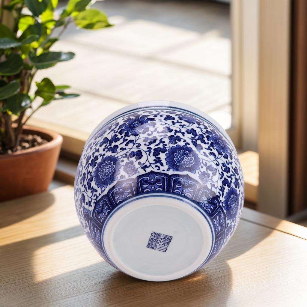 景德镇青花瓷水浅乌龟水缸桌面金鱼缸落地绿植盆栽莲睡莲盆荷花缸