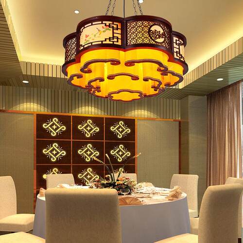 现代木中式吊BJ6139D灯圆形店工程客厅灯客厅饭厅酒包厢大祥厅云