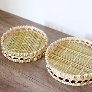 馒头收纳筐簸箕竹编蒸笼家用水果小架子竹 手工竹编制品小竹篮装
