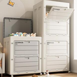 家用收纳箱翻盖式卧室被子杂物玩具整理收纳箱带轮子防尘容量