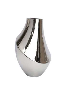 北欧创意玻璃电镀银色歪脖子花器摆件样板房办公室茶几装饰品摆件