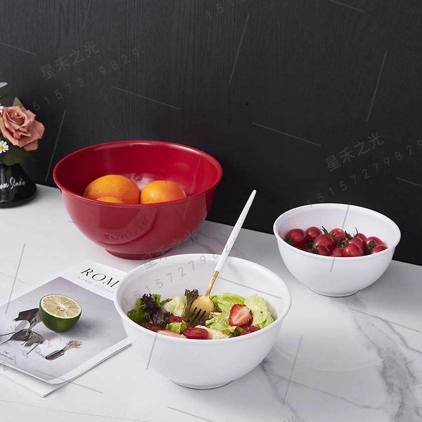 形料圆6件KVJ套色拉碗保鲜碗鲜便当盒收纳盒带盖冰箱水果保盒套塑