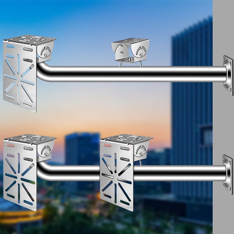 室外监控不锈钢球机万向支架户外摄像头壁装抱箍抱柱加厚横臂支架