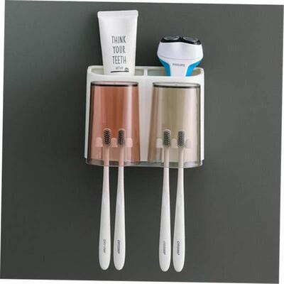 toothbrush tooth cup holder wall rack bathroom mount home