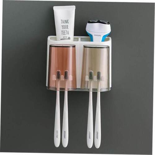 toothbrush tooth cup holder wall rack bathroom mount home