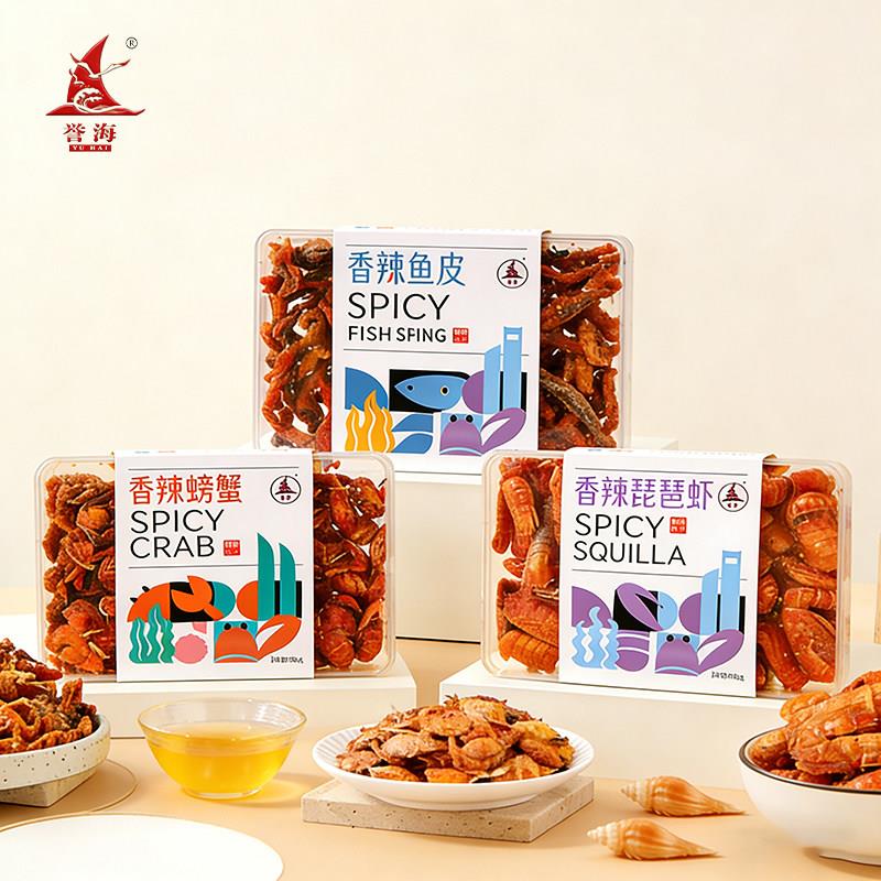 厦门特产誉海香辣螃蟹香辣海虾鱼皮琵琶虾小黄鱼酥即食鱼干零食