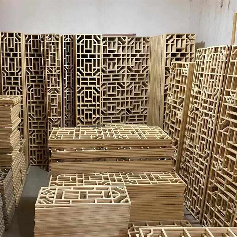 实木花格中式镂空木雕吊顶装饰仿古门窗隔断屏风月洞门背景墙