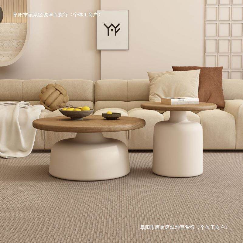 提尼民宿家用简约茶几小户型马奶油网红茶几公寓铁艺客厅风圆包邮