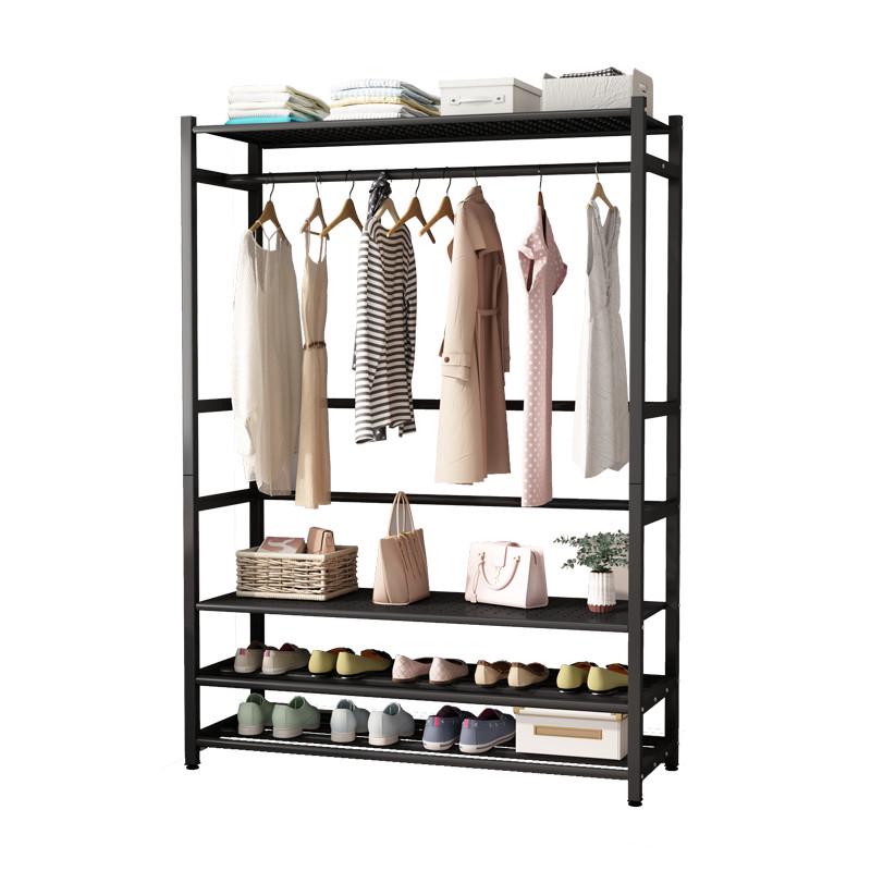 厂家卧室挂衣架厂家落地收纳架入户门一体家用晾衣架架衣鞋架简易