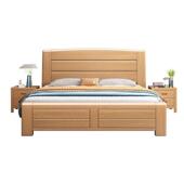 榉木全实木床1.8米双人床现代简约1.5米主卧小户型原木风储物婚床