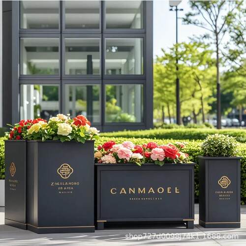 售处楼场户外花箱小吃街市景政商业造不锈钢001绿植花坛广花架