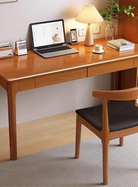 实木窄书桌40/50cm宽简易电脑桌带抽屉小户型卧室学生长条办公桌