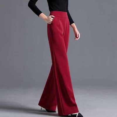 春夏薄隐形侧拉链女垂顺不打皱阔腿裤大直筒裤阔脚裤西裤舞蹈裤