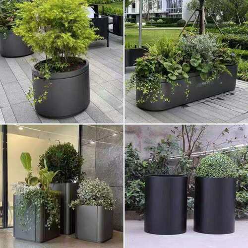 户外不锈钢花箱组合室外铁艺花槽异形花钵景观花坛广场花池种植箱