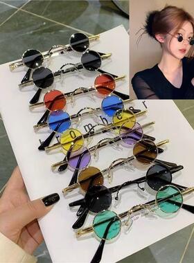 民国复古小圆太子镜小框朋克圆形迷你嘻哈太阳镜金属潮流墨镜