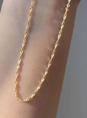 Exquisite Gold Plated Stainless Steel Thin Chain Necklace fo