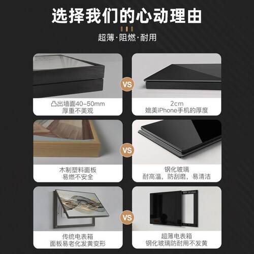 网红竖款推极简超薄电挡表箱装饰画遮盖板弱箱配电箱开式电关盒拉
