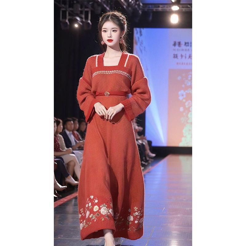 新中式国风绝美奶fu红色