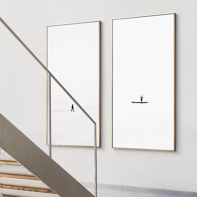 黑白挂灰极简现SRN代关装饰画走画廊玄画落地工业风艺术抽象画画