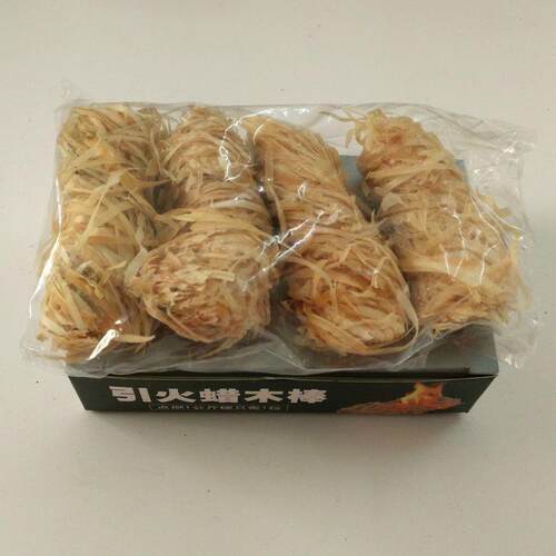 酒店点炭蜡木棒引火引炭薪柴木丝卷烤炉配件65MM长4个/盒出口款