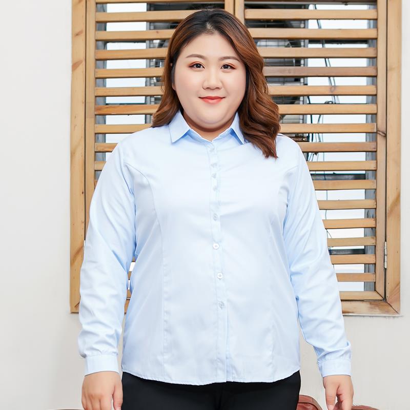 正品胖MM短白袖衫衬女200加衬衫